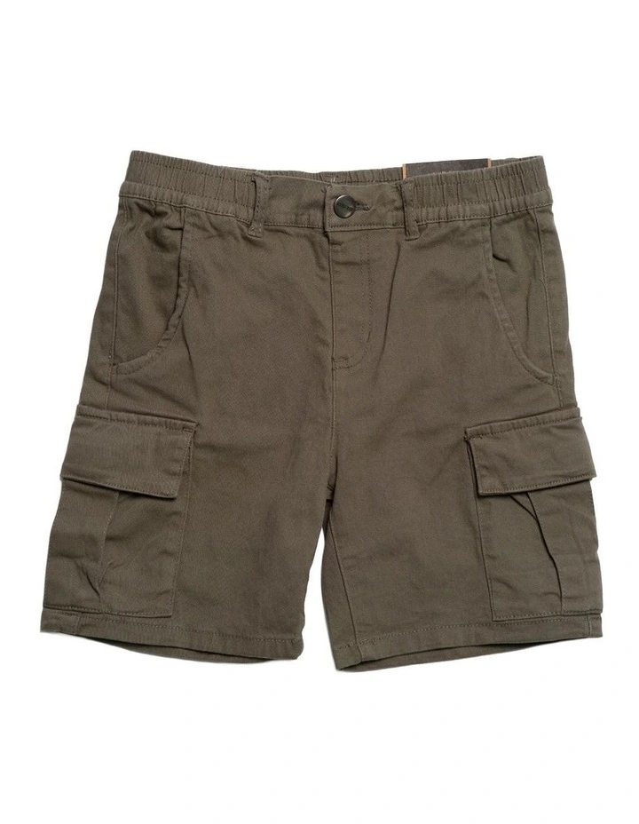 Cargo Elastic Waist Stretch Short - Youth in Olive image 1