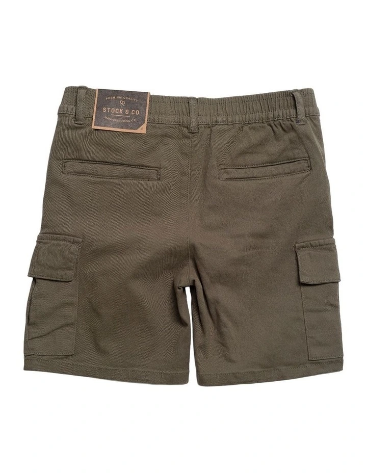 Cargo Elastic Waist Stretch Short - Youth in Olive image 2