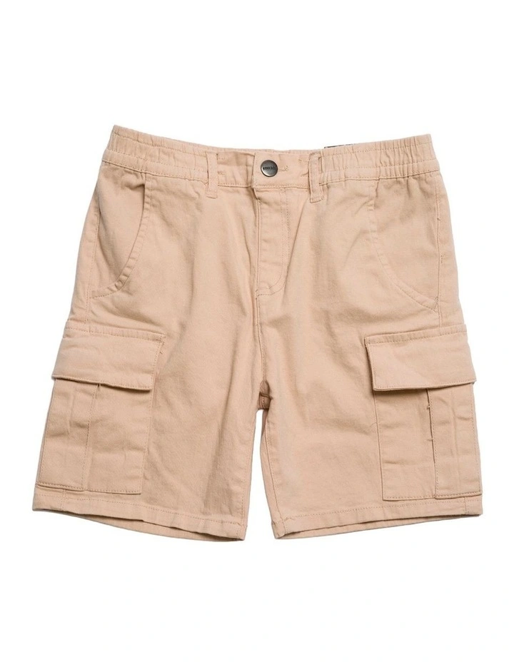 Cargo Elastic Waist Stretch Short - Youth in Camel image 1