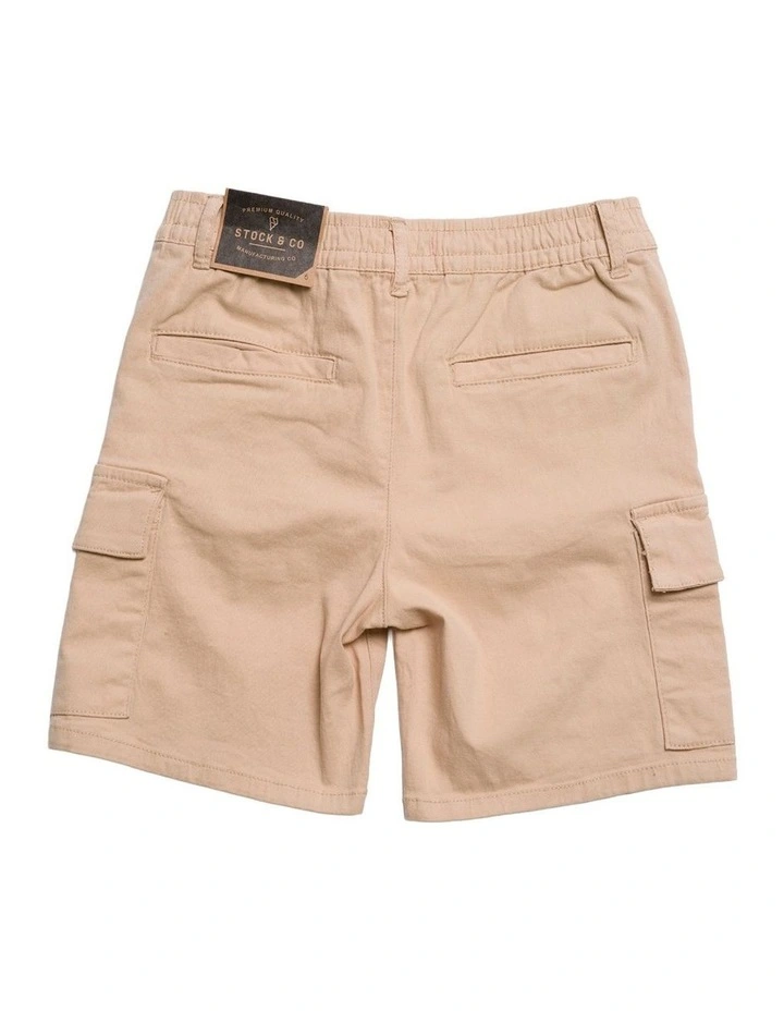 Cargo Elastic Waist Stretch Short - Youth in Camel image 2