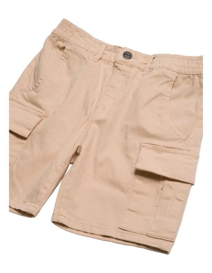 Cargo Elastic Waist Stretch Short - Youth in Camel image 3