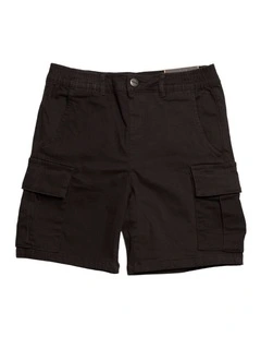 Cargo Elastic Waist Stretch Short - Youth in VintageBlack