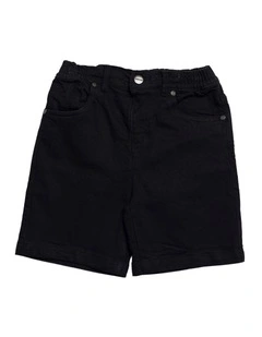 Axis Elastic Waist Stretch Denim Short - Youth in Black