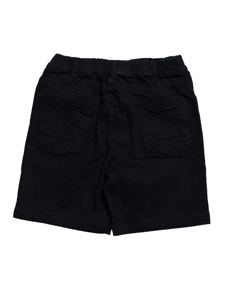 Axis Elastic Waist Stretch Denim Short - Youth in Black image 2