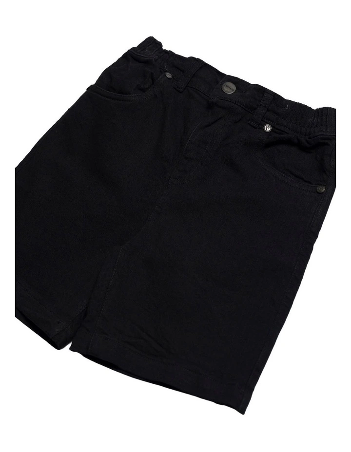 Axis Elastic Waist Stretch Denim Short - Youth in Black image 3