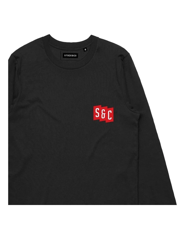 Initials Long Sleeve - Youth in Black image 3
