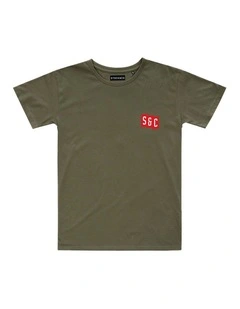 Initials Tee - Youth in Olive