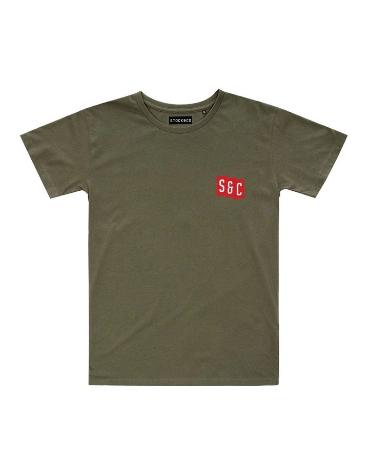 Initials Tee - Youth in Olive image 1