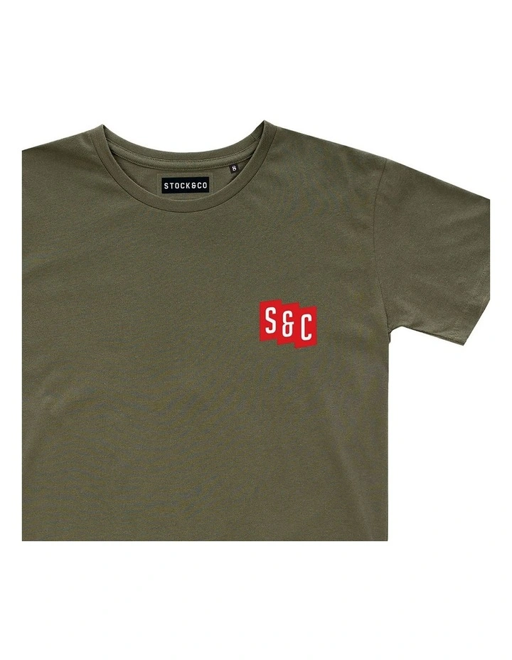 Initials Tee - Youth in Olive image 3