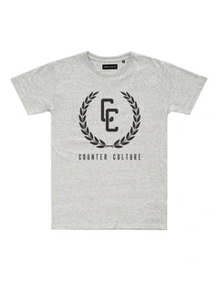 Garland Logo Tee - Youth in Marle Grey