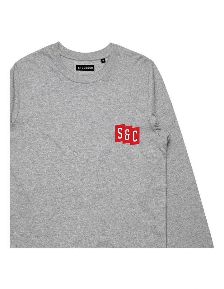 Initials Long Sleeve - Youth in Marle Grey image 3