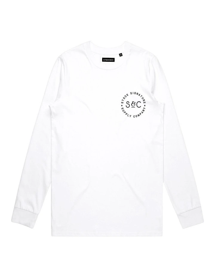 Stamped Signet Long Sleeve - Youth in White image 1