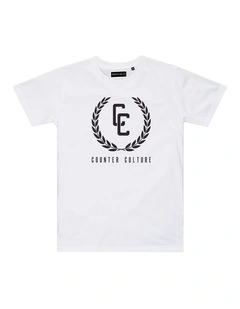 Garland Logo Tee - Youth in White
