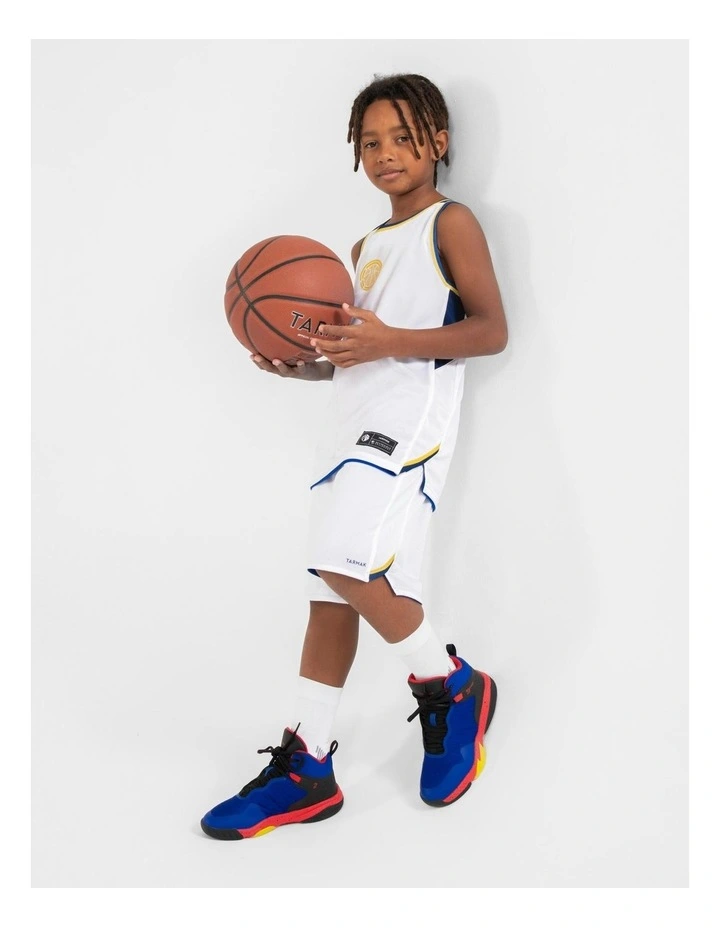 Decathlon - Kids' Reversible Sleeveless Basketball Jersey T500R - White/Blue image 4