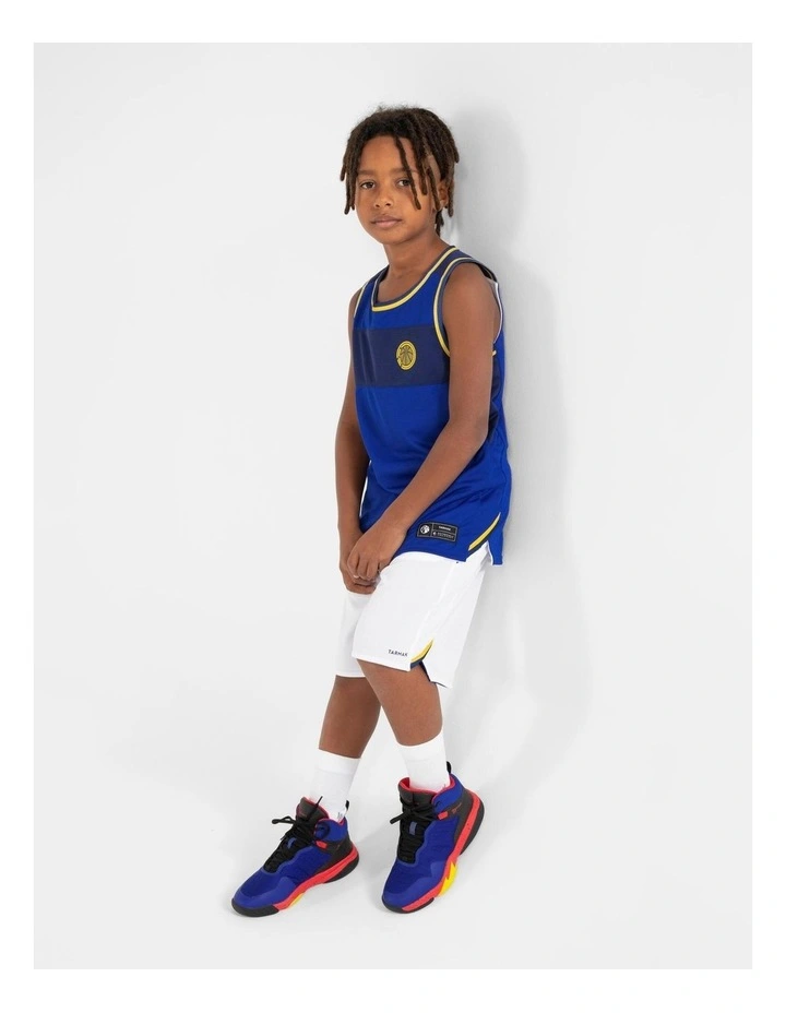 Decathlon - Kids' Reversible Sleeveless Basketball Jersey T500R - White/Blue image 5