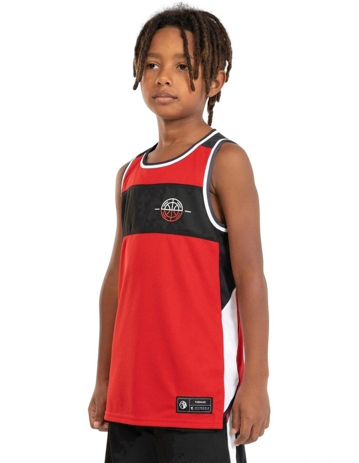 Decathlon - Kids' Reversible Sleeveless Basketball Jersey T500R - Red/Black image 1