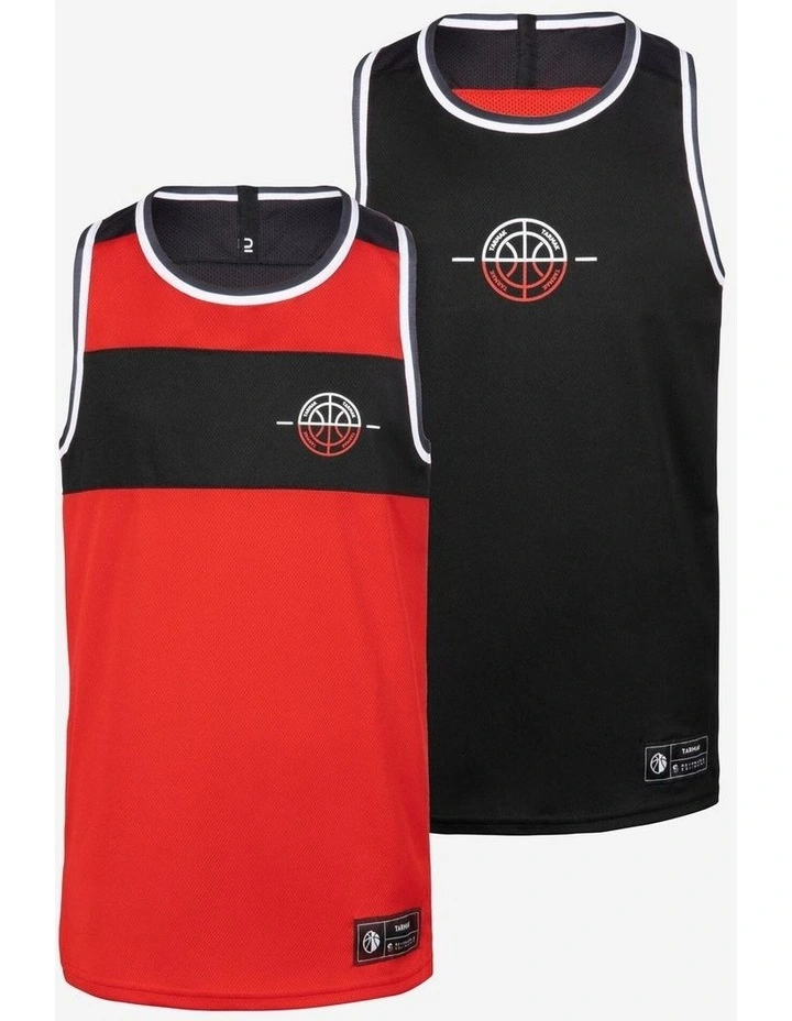 Decathlon - Kids' Reversible Sleeveless Basketball Jersey T500R - Red/Black image 2