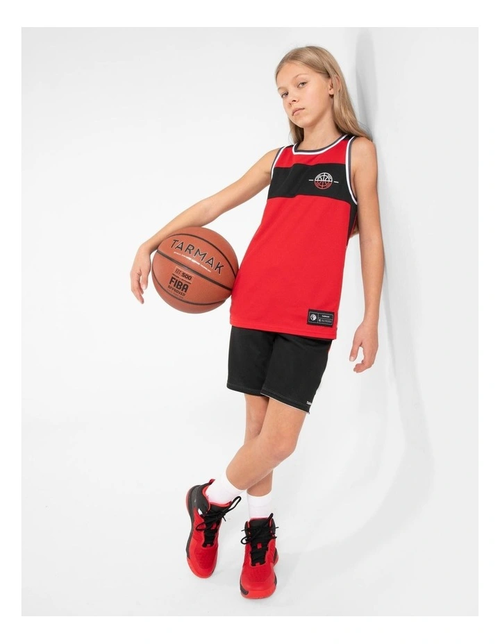 Decathlon - Kids' Reversible Sleeveless Basketball Jersey T500R - Red/Black image 3