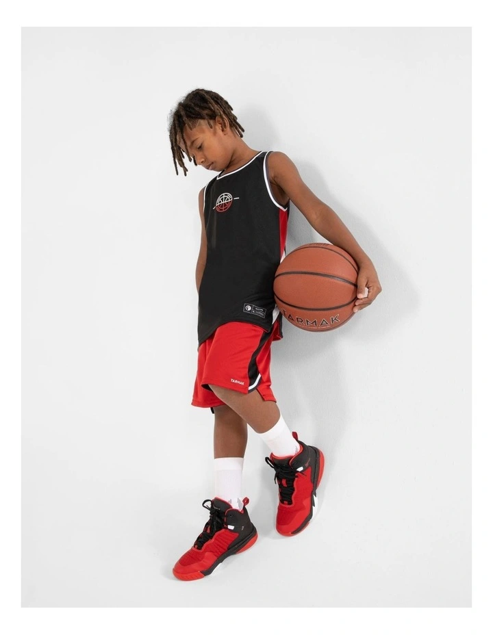 Decathlon - Kids' Reversible Sleeveless Basketball Jersey T500R - Red/Black image 4