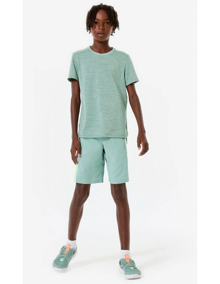 Decathlon - Kids' Breathable Multisport Shorts - Green/White image 3