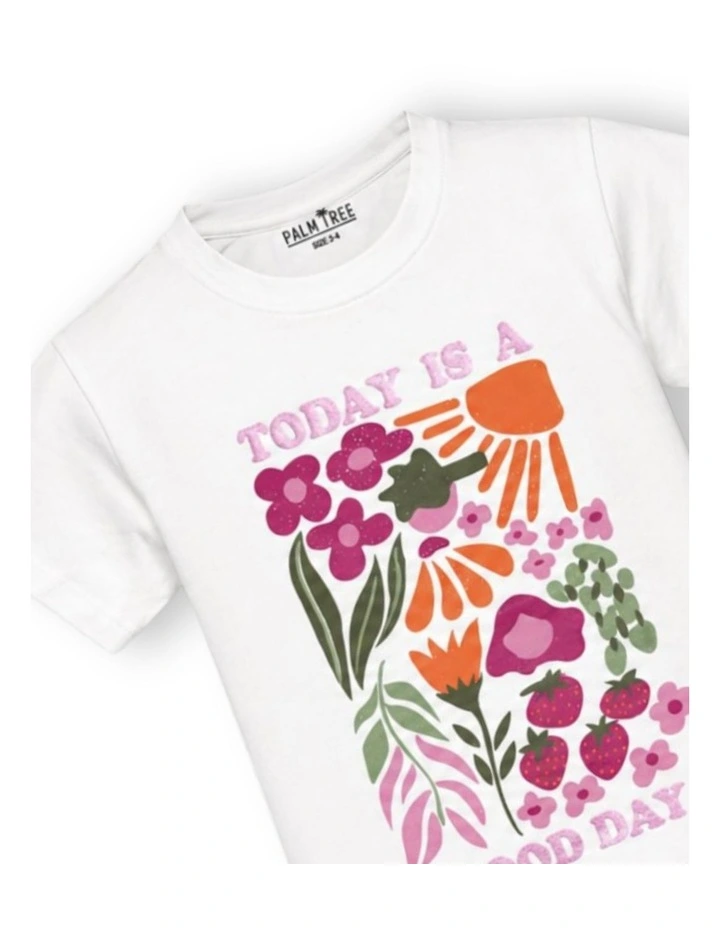 G & J Short Sleeve T-shirt | White | Floral Print image 3