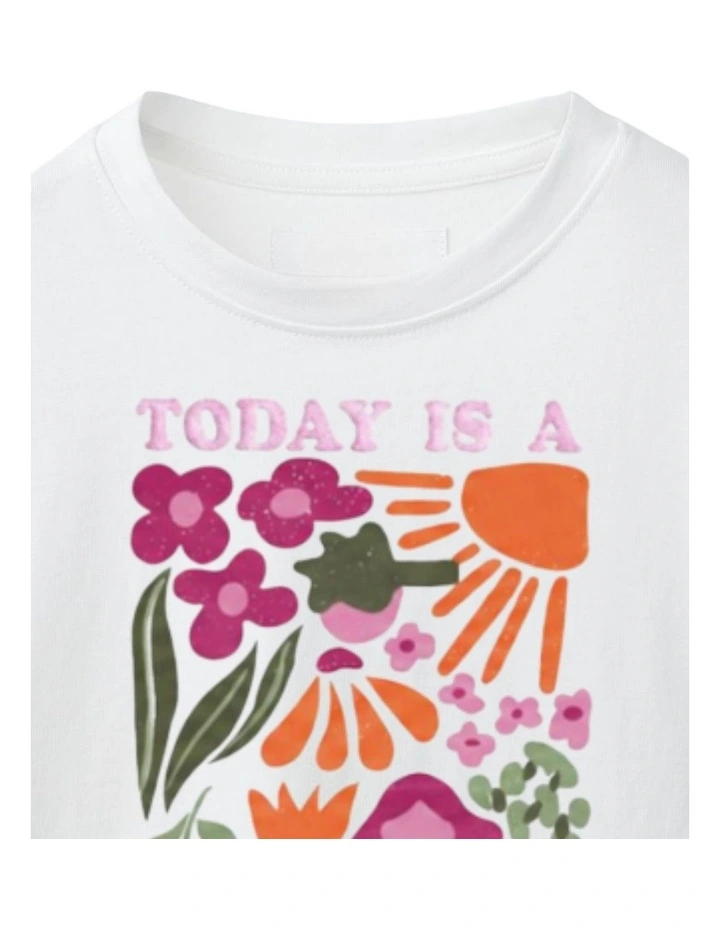 G & J Short Sleeve T-shirt | White | Floral Print image 4