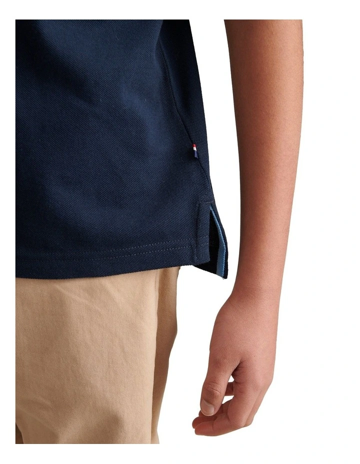 Boys Player 3 Colour Block Pique Polo Shirt Dark Sapphire Navy image 6