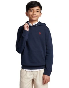 Boys Double Horsemen Hoodie Dark Sapphire Navy / Haute Red DHM