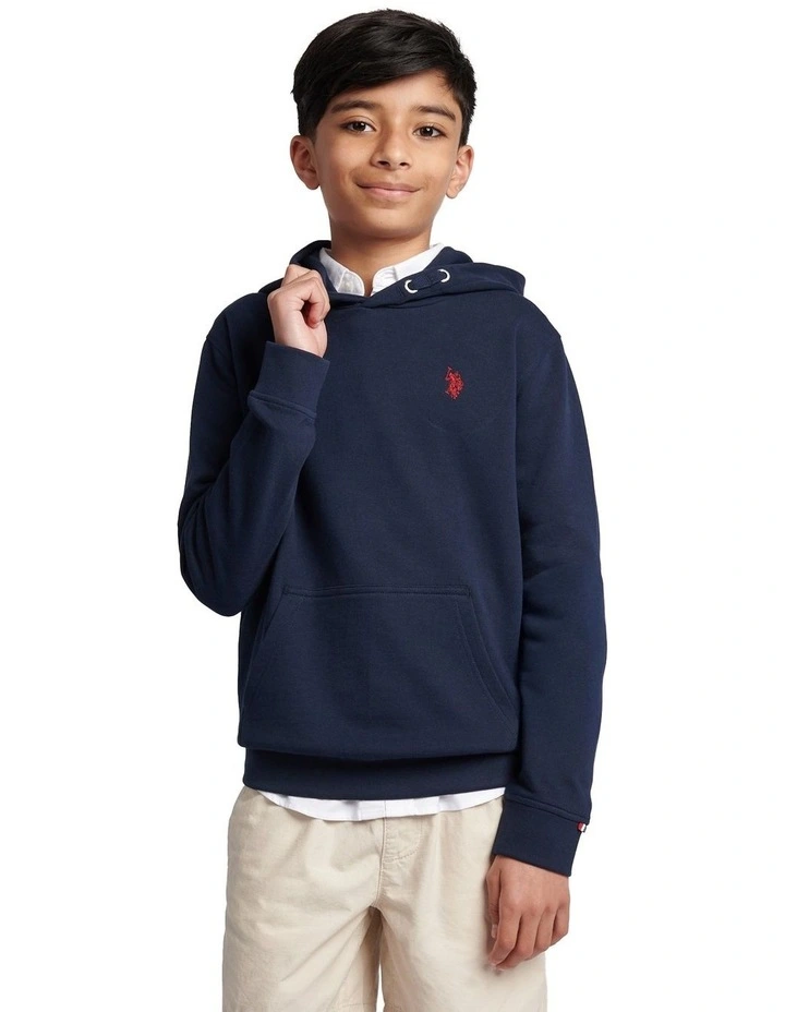 Boys Double Horsemen Hoodie Dark Sapphire Navy / Haute Red DHM image 1