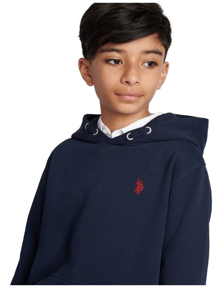 Boys Double Horsemen Hoodie Dark Sapphire Navy / Haute Red DHM image 2