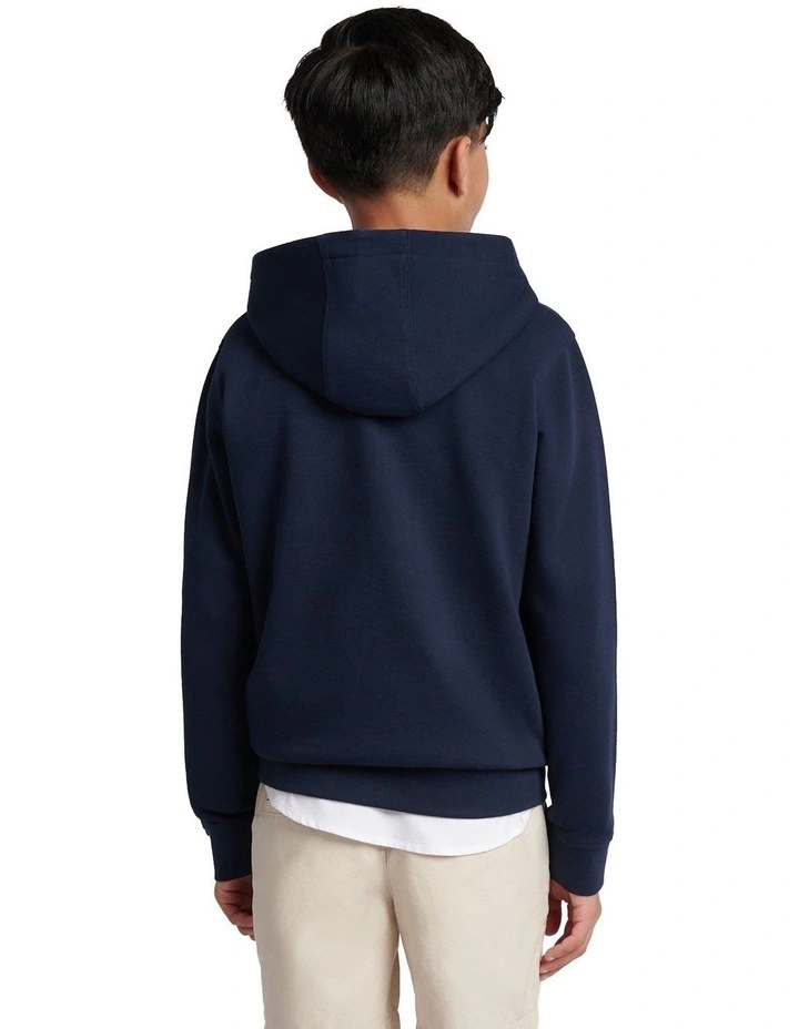 Boys Double Horsemen Hoodie Dark Sapphire Navy / Haute Red DHM image 4