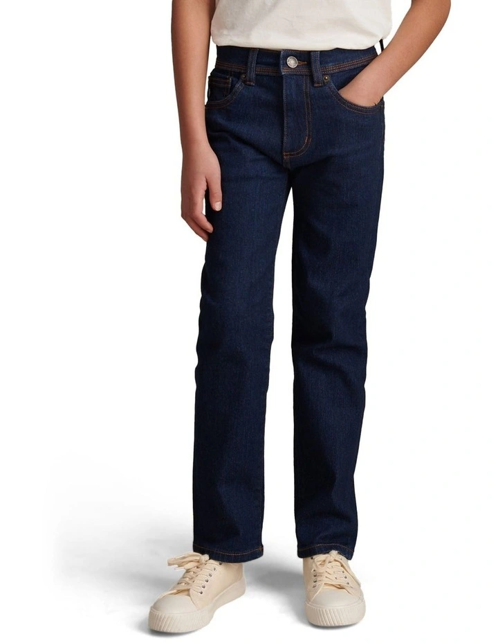 Boys Straight Fit Stretch Jeans Rinse Wash image 1