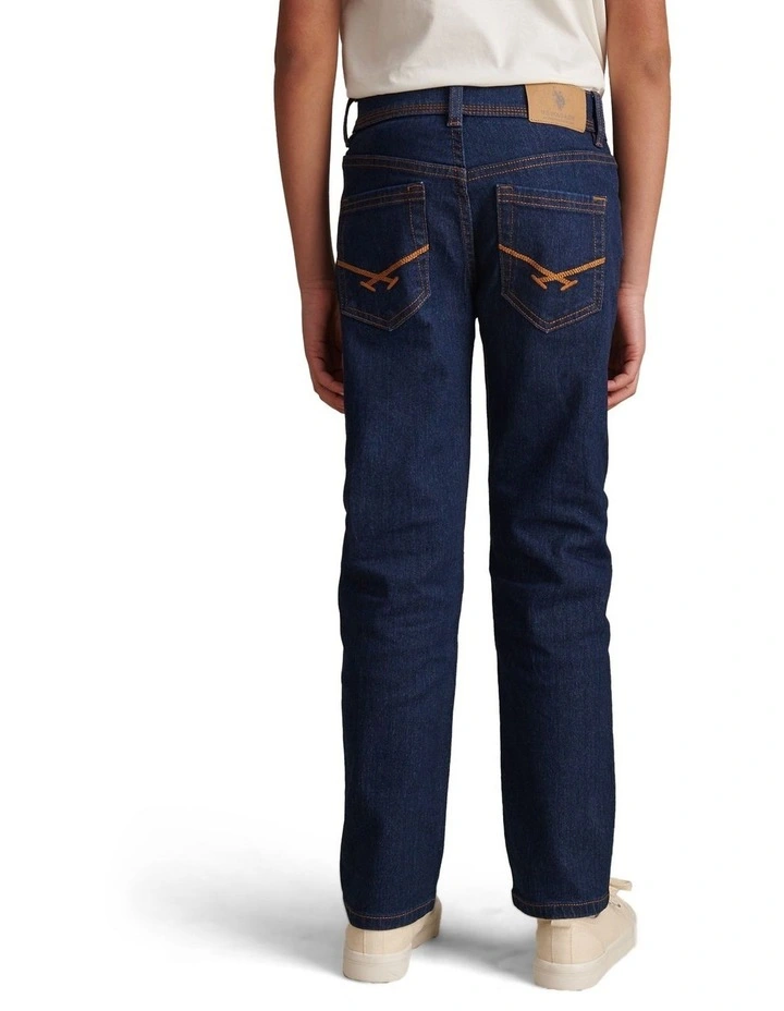 Boys Straight Fit Stretch Jeans Rinse Wash image 4
