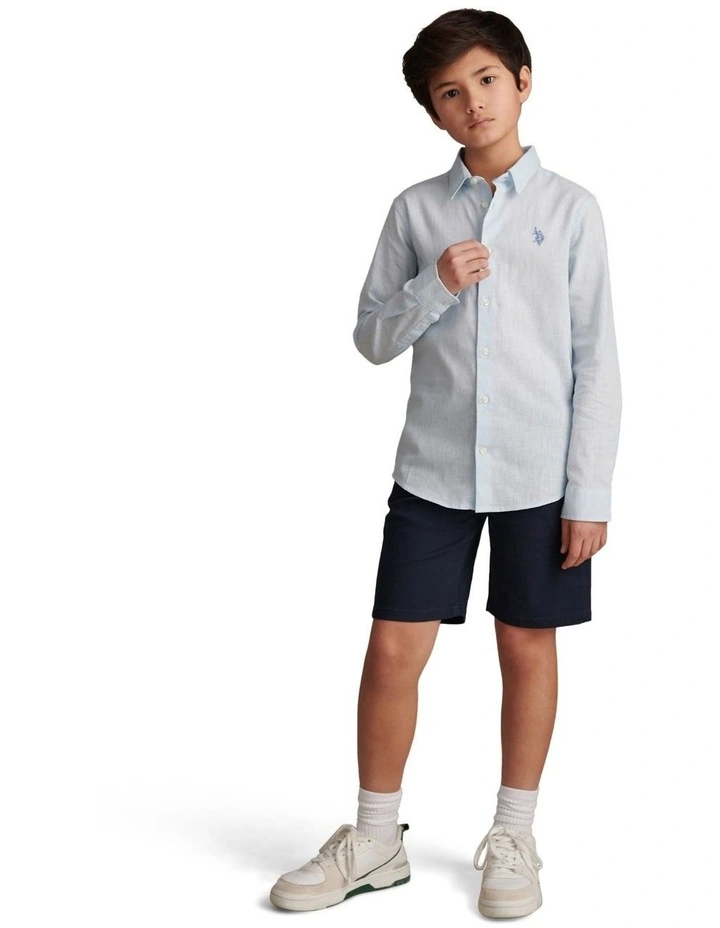 Boys Linen Blend Shirt in Ice Blue image 3