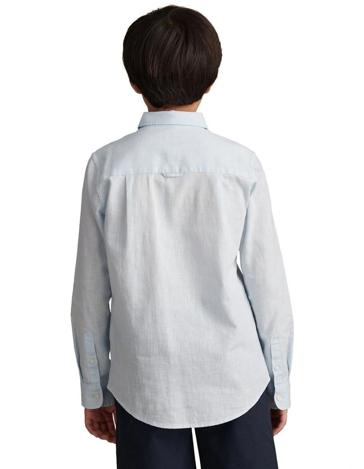 Boys Linen Blend Shirt in Ice Blue image 4