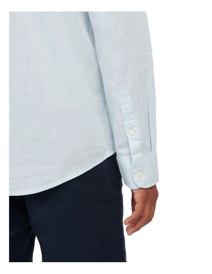 Boys Linen Blend Shirt in Ice Blue image 5