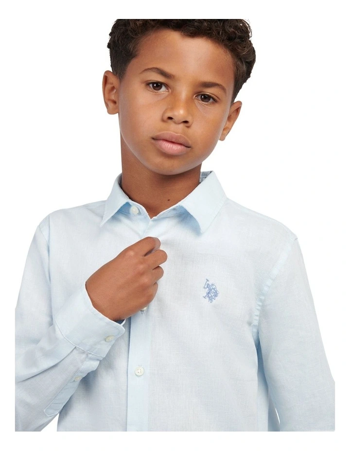 Boys Linen Blend Shirt in Ice Blue image 6