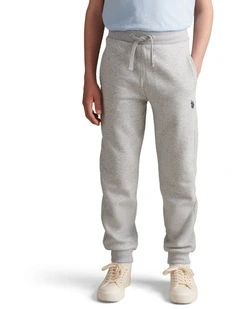 Boys Double Horsemen Loopback Jogger in Mid Grey Marl