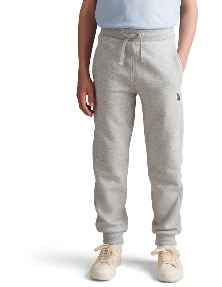 Boys Double Horsemen Loopback Jogger in Mid Grey Marl image 1