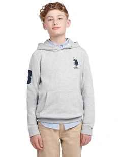 Boys Player 3 Hoodie in Mid Grey Marl