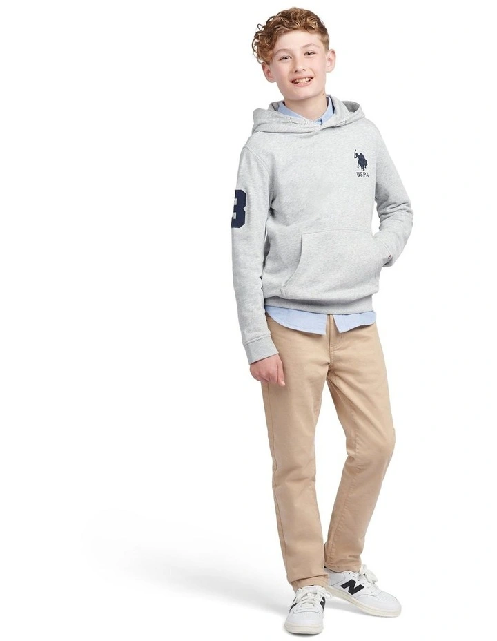 Boys Player 3 Hoodie in Mid Grey Marl image 3