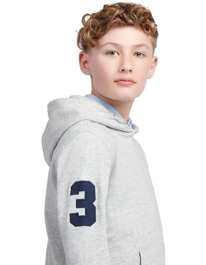 Boys Player 3 Hoodie in Mid Grey Marl image 5