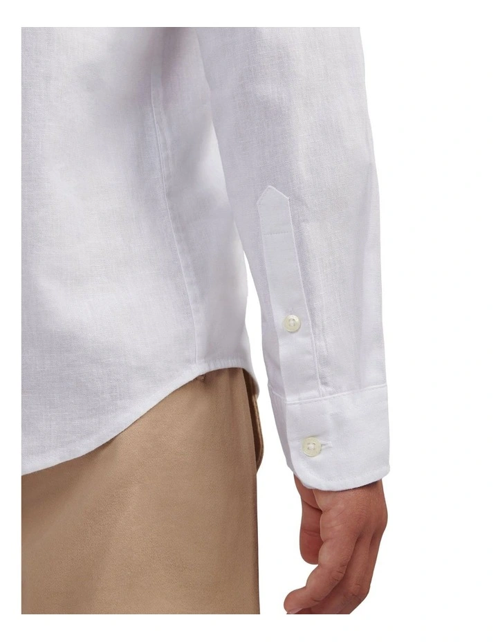 Boys Linen Blend Shirt Bright White / Harbour Mist image 5