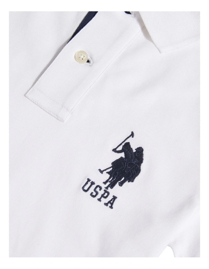 Boys Player 3 Polo Shirt White / Dark Sapphire Navy DHM image 7