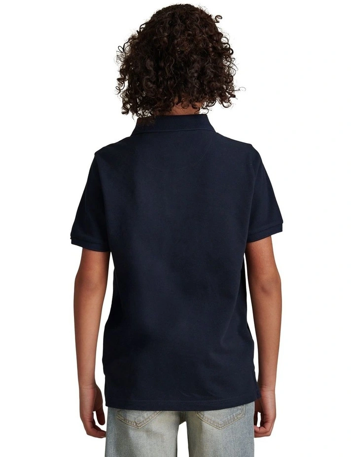 Boys Double Horsemen Polo Shirt Dark Sapphire Navy / Haute Red DHM image 4