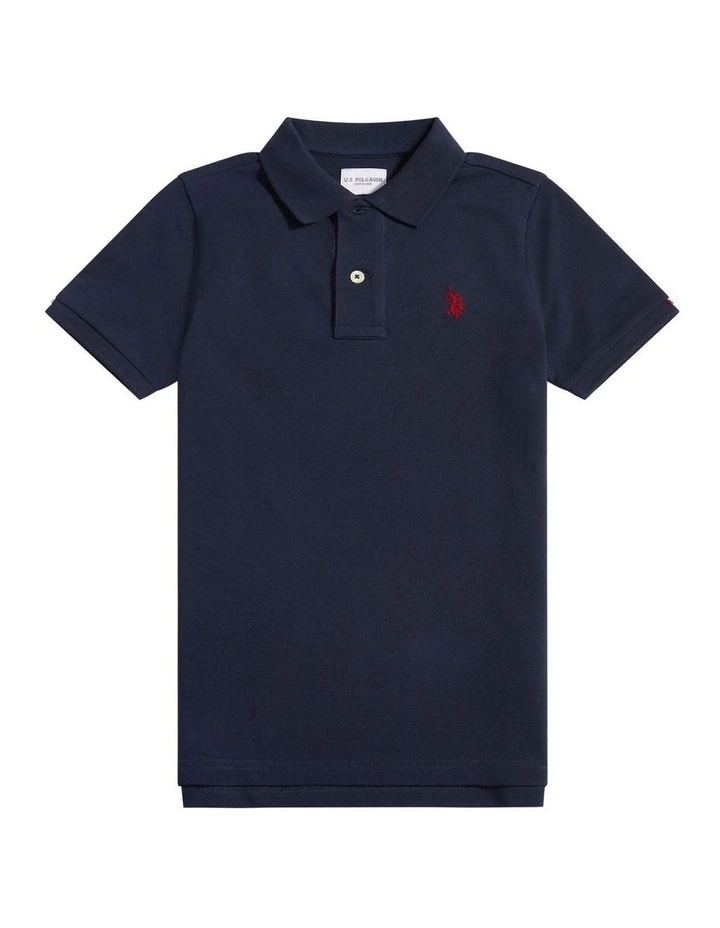 Boys Double Horsemen Polo Shirt Dark Sapphire Navy / Haute Red DHM image 5
