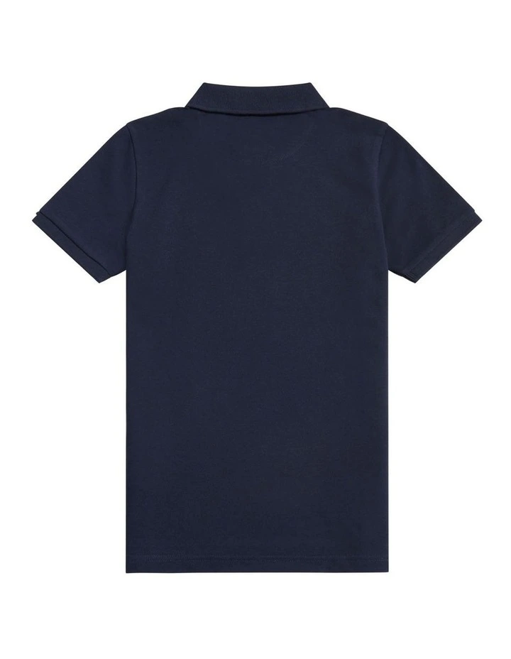 Boys Double Horsemen Polo Shirt Dark Sapphire Navy / Haute Red DHM image 6