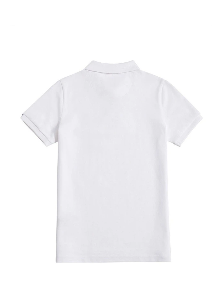 Boys Double Horsemen Polo Shirt White / Dark Sapphire Navy DHM image 2