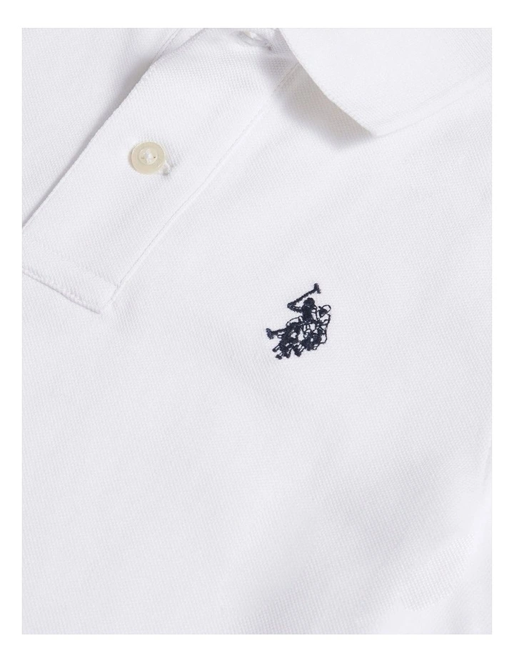 Boys Double Horsemen Polo Shirt White / Dark Sapphire Navy DHM image 3