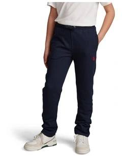 Boys Double Horsemen Straight Leg Jogger in Dark Sapphire Navy / Haute Red DHM